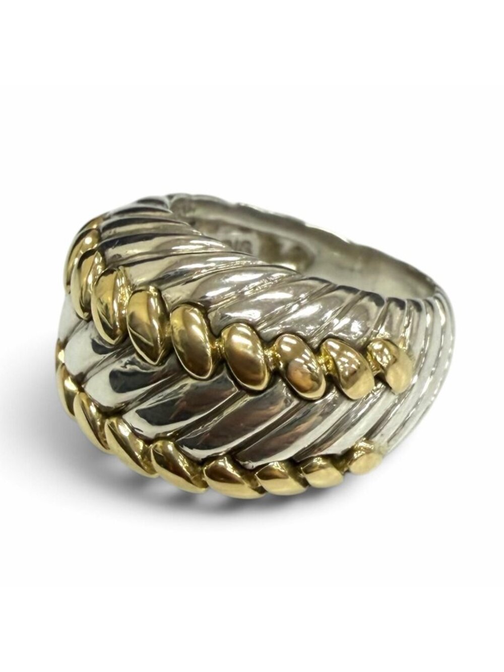 Hermes Vintage Rope Motif Ring Silver Gold JP